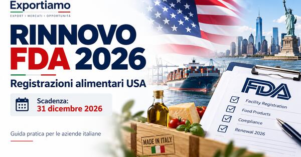 Rinnovo FDA 2026: scadenza 31 dicembre per le aziende alimentari